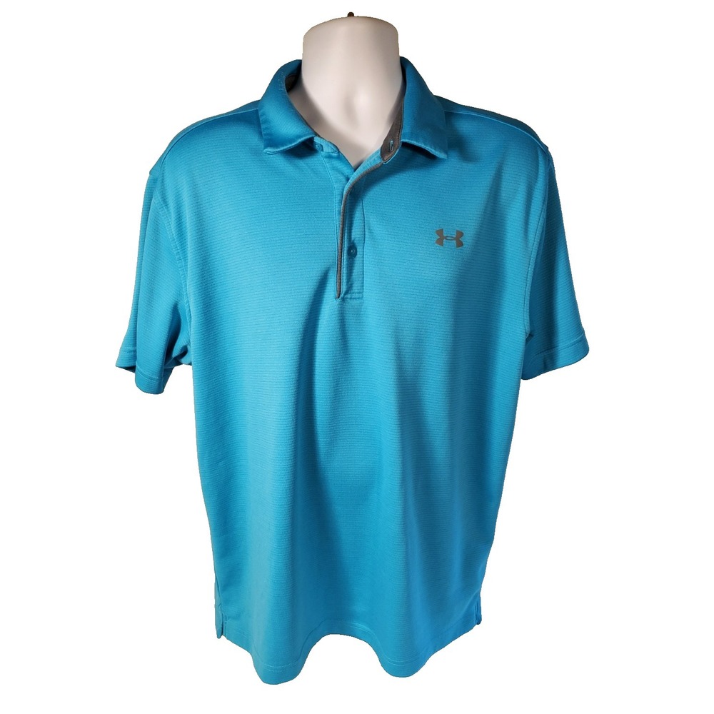Under Armour UA Blue Polo Shirt Golf Mens XL Short Sleeve Loose HeatGear